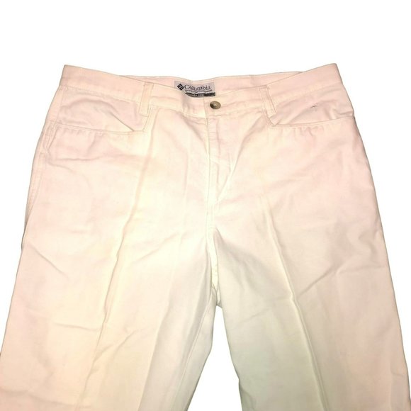 WHITE CROPPED PANTS SIZE 8 STRAIGHT LEG FLAT FRONT SUMMER COLUMBIA WOMENS - Picture 2 of 4